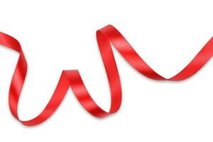Clipping path. Ribbon red rolled isolated background. Ribbon decoration view. Red ribbon gife. Red ribbon shiny. photo