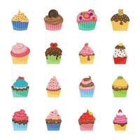 Cupcakes Flat Icons vector