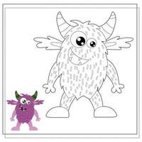 Coloring book for kids, cartoon monsters, aliens. Vector illustration on a white background.