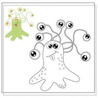 Coloring book for kids, cartoon monsters, aliens. Vector illustration on a white background.