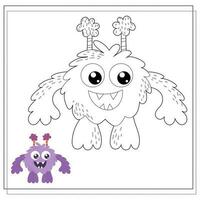 Coloring book for kids, cartoon monsters, aliens. Vector illustration on a white background.