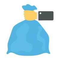 A bloated sack tied from the mouth offering trash sack graphic vector