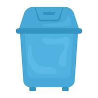 Plastic bin with attached moveable lid showcasing dustbin icon vector