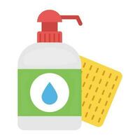 Bottle with droplet design and a little tiled from head, having plastic cap, this is liquid detergent graphic vector