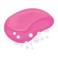 An icon showing blocks with soap written over them and some bubbles denoting soap bars icon vector