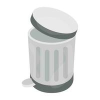 Steel container with detachable lid showcasing bin icon vector