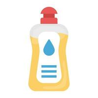 Bottle with droplet design and a little tiled from head, having plastic cap, this is liquid detergent graphic vector