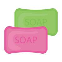 An icon showing blocks with soap written over them and some bubbles denoting soap bars icon vector