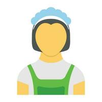 Lady avatar wearing uniform of a maid making housekeeping notion vector