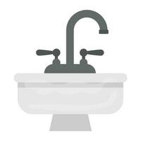 Bowl with tap and two faucets on both sides making icon for wash basin icon vector