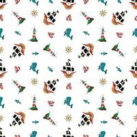 Seamless pattern with pirate ships. Design for fabric, textile, wallpaper, packaging. vector