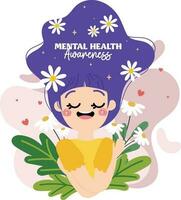 flat design vector self love girl mental health awareness