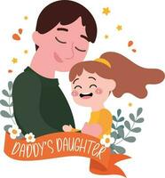 flat design vector happy fathers day best dad ever daddy daughter