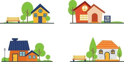 flat design vector house building property