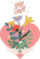 flat cute design vector love yourself self love