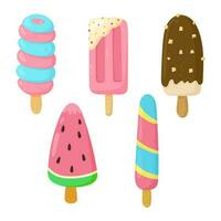 Set of ice creams. Vector cartoon illustration.