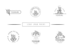 Handdrawn Minimlist Flower Logo Pack vector