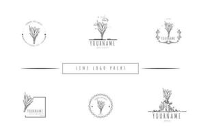 Handdrawn Minimlist Flower Logo Pack vector