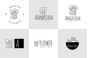 Line Art Minimalist Flower Logo Pack vector