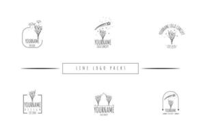 Handdrawn Minimlist Flower Logo Pack vector