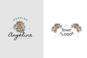 minimalista flor logo paquete vector