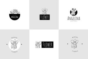 Line Art Minimalist Flower Logo Pack vector