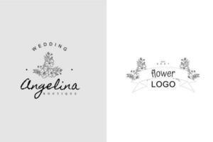 Line Art Minimalist Flower Logo Pack vector