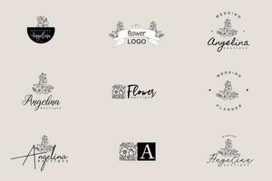 Line Art Minimalist Flower Logo Pack vector