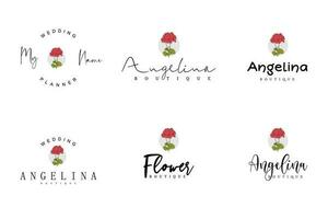 Line Art Minimalist Flower Logo Pack vector