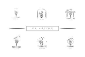 Handdrawn Minimlist Flower Logo Pack vector