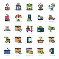 Shop Delivery icon pack for your website design, logo, app, and user interface. Shop Delivery icon filled color design. Vector graphics illustration and editable stroke.