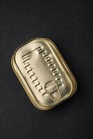Tin or aluminum rectangular can of canned food with a key photo