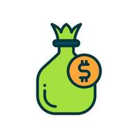 icono de bolsa de dinero para su sitio web, móvil, presentación y diseño de logotipo. vector