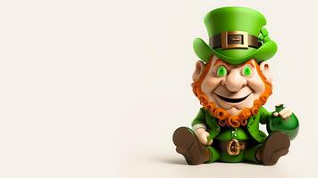 3D Render of Leprechaun Man Sitting On White Background. St. Patrick's Day Concept. photo