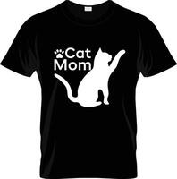 gato mamá t camisa diseño, gracioso mano letras cita, mascota mamás vida, moderno cepillo caligrafía. inspiración gráfico diseño tipografía elemento. vector