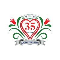 Anniversary T-Shirt Design and new red color heart symbol design vector