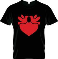 Heart symbol and Bird combine T-shirt design so new concept vector