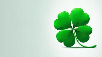 3D Render of Isolated Green Clover Leaf And Copy Space. St. Patrick's Day Concept. photo