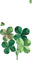Origami Paper Clover Leaves Decorated On Green Background And Space For Text or Message. Happy St. Patrick's Day Vertical Banner Design. png