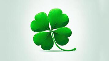 3D Render of Isolated Green Clover Leaf And Copy Space. St. Patrick's Day Concept. photo