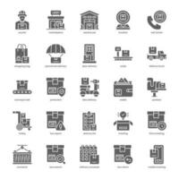 Shop Delivery icon pack for your website design, logo, app, and user interface. Shop Delivery icon glyph design. Vector graphics illustration and editable stroke.