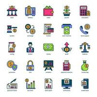 Banking Service icon pack for your website design, logo, app, and user interface. Banking Service icon filled color design. Vector graphics illustration and editable stroke.