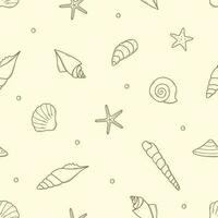 Seamless pattern background of seashells. Vector illustration texture wallpaper marine concept.