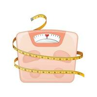 Bathroom scales with a measuring tape vector