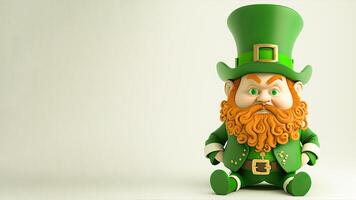 3D Render of Leprechaun Man Sitting On Pastel Green Background. St. Patrick's Day Concept. photo