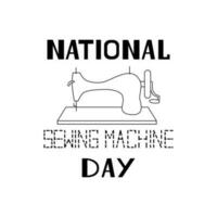 Simple illustration of manual sew machine for sewing machie day. Vector illustration isolated on white background