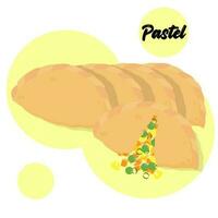 Indonesian traditional snack pastel with vegetables filling for menu illustration vector