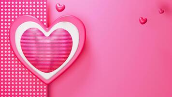 3D Render, Love or Valentines Day Background With Heart Shapes And Dotted Pattern. photo