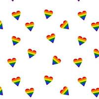 Pattern on transparent background with hearts in lgbt flag colours. Equality and self-affirmation. vector