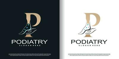 podiatry logo icon with initial P and creative concept design premium vector